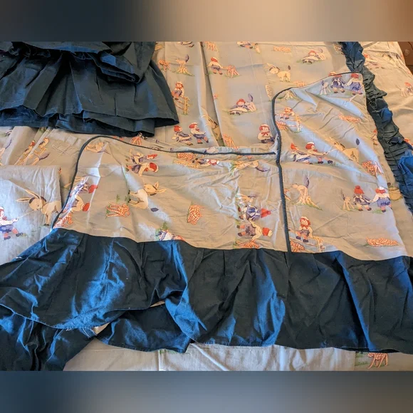 1930s Raggedy Ann and Andy Bedding Set 7pc Bedspread Curtains Chair Cover